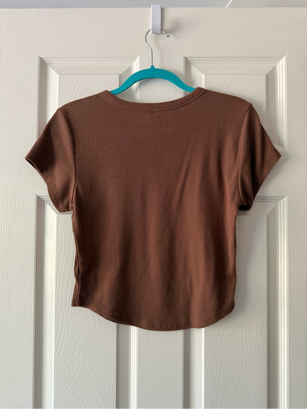 Old Navy Classic Ribbed Short Sleeve Top - Tan/Brown - Picture 2 of 3